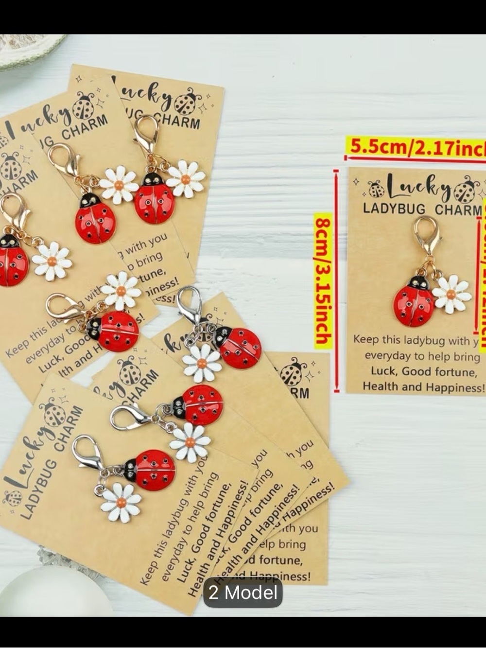 Lucky Ladybug Charm/Keychain/zipper pull. Gold tone. - Picture 4 of 4